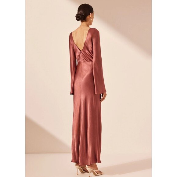 NWT Shona Joy La Lune Flared Sleeve Midi Dress in Terracotta - Picture 2 of 10